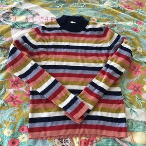 Madewell Mockneck Pullover Sweater in Stripe
